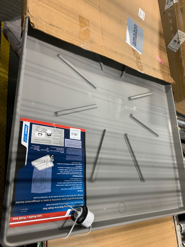 Photo 1 of *** GRAY COLOR *** Camco 20784 Low Profile Washing Machine Drain Pan with PVC Fitting, 30 ½-Inch x 34 ½-Inch, Graphite - Protects Your Floors from Washing Machine Leaks - Easy to Use