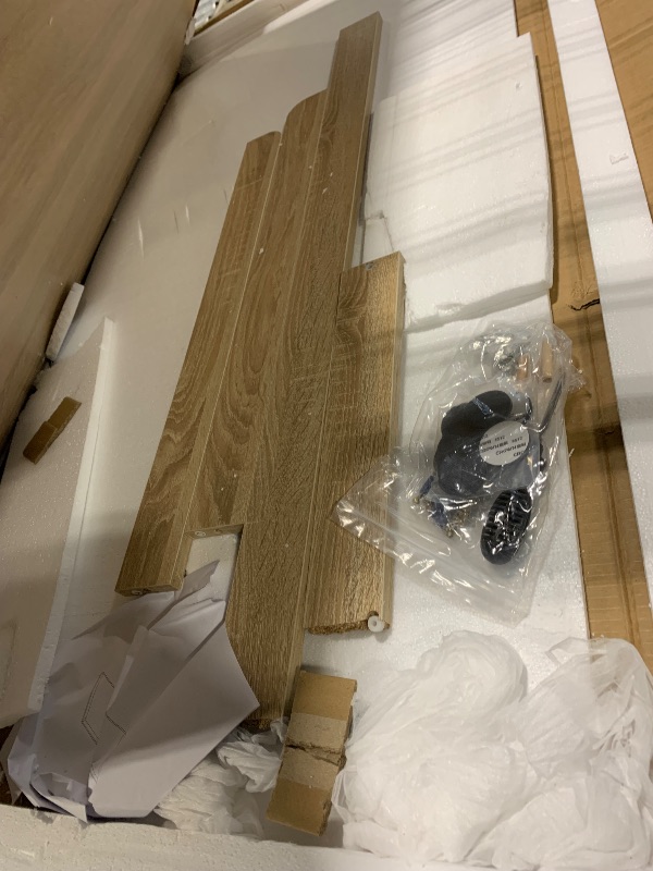 Photo 1 of *** BROKEN BOARD *** Sareda Washer Dryer Countertop 27.5" W x 54" L Laundry countertop for Storage and Organization with Edge Rails, Oak