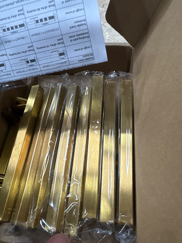 Photo 1 of Ravinte 10 Pack Gold Cabinet Handles 3-3/4 Inch Brushed Brass Square Cabinet Pulls Gold Hardware for Kitchen Cabinets - 6 Inch Total Length