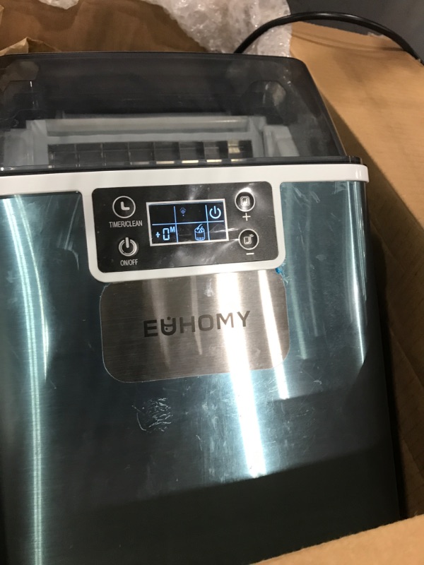 Photo 1 of ***(USED/ UNABLE TO TEST ITEM)***EUHOMY Ice Cube Maker Machine Countertop, 2 Ways to Add Water, 45Lbs/Day 24 Pcs Ready in 13 Mins, Self-Cleaning Portable Compact, with Ice Scoop & Basket, Perfect for Home/Kitchen/Office/Bar