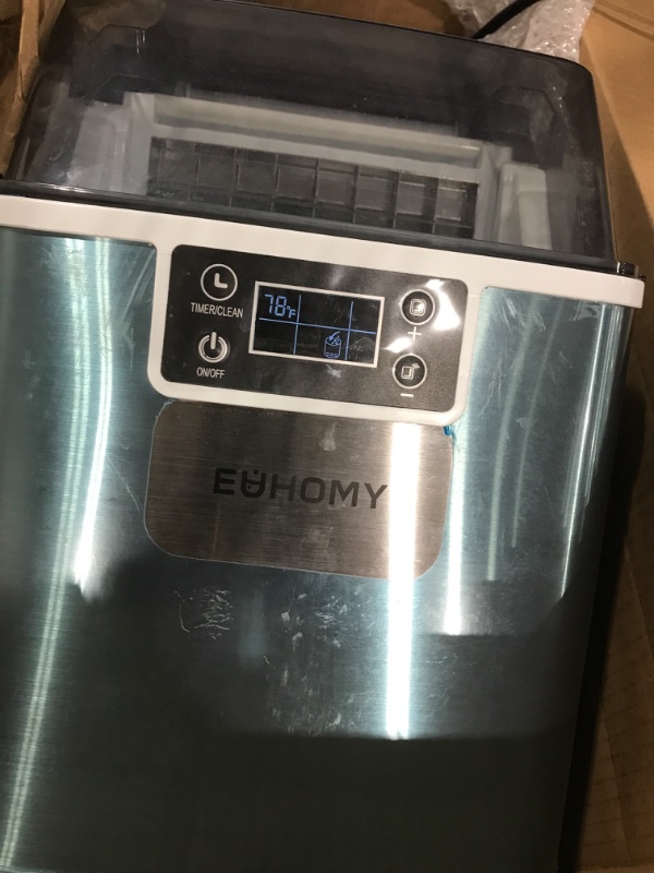 Photo 1 of ***(USED/ UNABLE TO TEST ITEM)***EUHOMY Ice Cube Maker Machine Countertop, 2 Ways to Add Water, 45Lbs/Day 24 Pcs Ready in 13 Mins, Self-Cleaning Portable Compact, with Ice Scoop & Basket, Perfect for Home/Kitchen/Office/Bar
