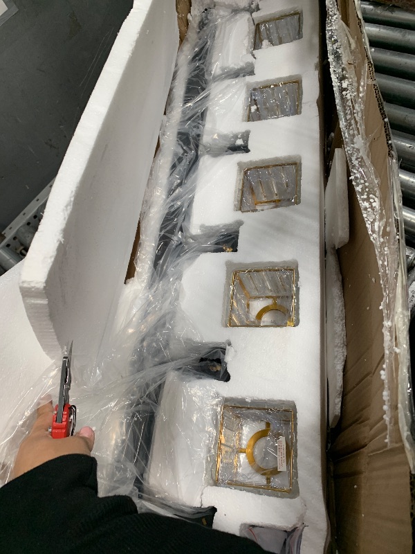 Photo 1 of ** PARTS ONLY ** HUOKU 6-Lights Crystal Bathroom Vanity Light Black Gold Modern Bathroom Lighting Fixtures Over Mirror, Wall Light Fixtures