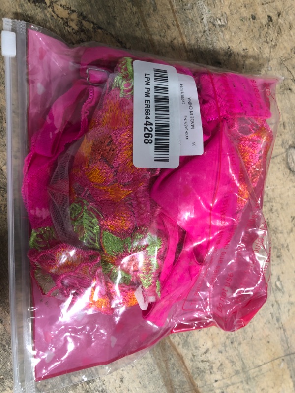 Photo 1 of Kaei&Shi Glow in the Dark Lingerie,Underwire Neon Floral Embroidered Garter Belt Lingerie Set,Matching 4 Piece Sexy Lingerie for Women Petite Hot Pink Small