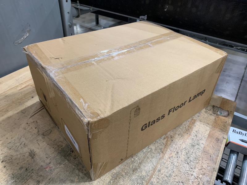 Photo 1 of ?Upgraded? Dimmable Glass Floor Lamp for Living Room, Modern Gold Standing Lamp with Green Ribbed Glass Lampshade & Knob Dimmer, Arc Tall Lamp for Bedroom Office Reading Room, 2700K Led Bulb Included