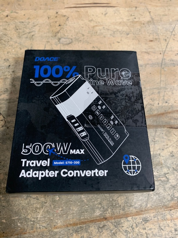 Photo 1 of ***(MISSING POWER CORD/ UNABLE TO TEST)***DOACE 500W Universal Travel Adapter 220V to 110V Voltage Converter, Pure Sine Wave European Travel Plug Adapter Converter, Transformer for US to Most Europe?UK/AU/EU/IT with 3 US Outlets & 4 USB