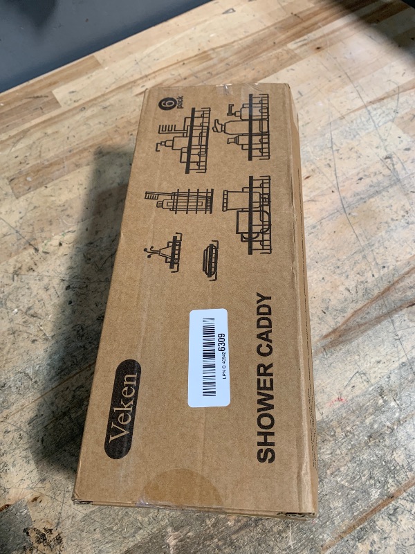 Photo 1 of **HAS DAMAGES** Veken Rustproof & Waterproof Shower Caddy 6-Pack, No Drilling Adhesive Shelves Rack with Soap Holder, Large Capacity Bathroom Organizers and Storage, Wall-Mounted Kitchen & Home Decor