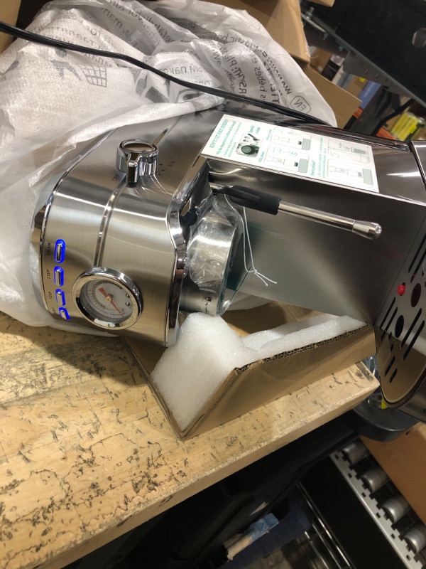 Photo 1 of CASABREWS CM5418 Espresso Machine 20 Bar, Compact Espresso Maker with Steam Milk Frother, Stainless Steel Coffee Machine with 34oz Removable Water Tank for Cappuccino, Latte, Silver