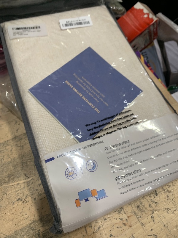 Photo 1 of 100% Blackout Shield Linen Blackout Curtains for Bedroom 84 Inches Long, Back Tab/Rod Pocket Living Room Drapes, Thermal Insulated Blackout Curtains 2 Panels Set, 50" W x 84" L, Cream