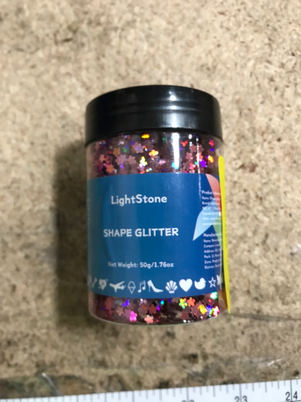 Photo 1 of ?50g/1.76oz Plum Blossom 3mm? Holographic Chunky Glitter, LightStone Sparkles Glitter, Bulk Glitter for Crafts Resin, Painting, Nail Art, Hair, Tumblers, Slime, Festival Decor, etc (Laser Pink)