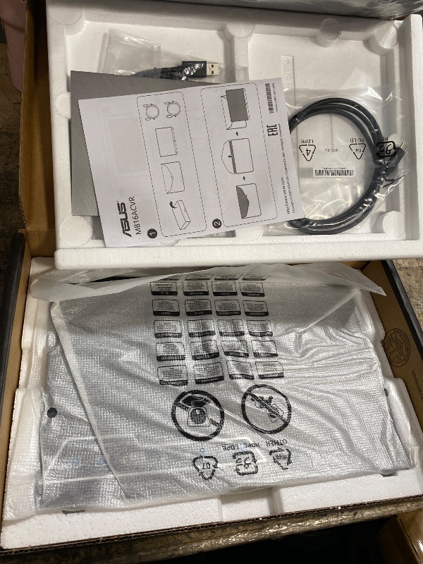 Photo 1 of ** for parts only, damaged screen ** ASUS ZenScreen 15.6” 1080P Portable Monitor (MB16ACVR) - Full HD, IPS, Eye Care, Flicker Free, Blue Light Filter, Kickstand, USB-C Power Delivery, for Laptop, PC, Phone, Console