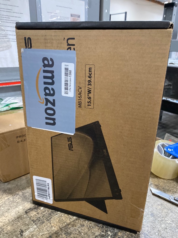 Photo 1 of ** for parts only, damaged screen ** ASUS ZenScreen 15.6” 1080P Portable Monitor (MB16ACVR) - Full HD, IPS, Eye Care, Flicker Free, Blue Light Filter, Kickstand, USB-C Power Delivery, for Laptop, PC, Phone, Console