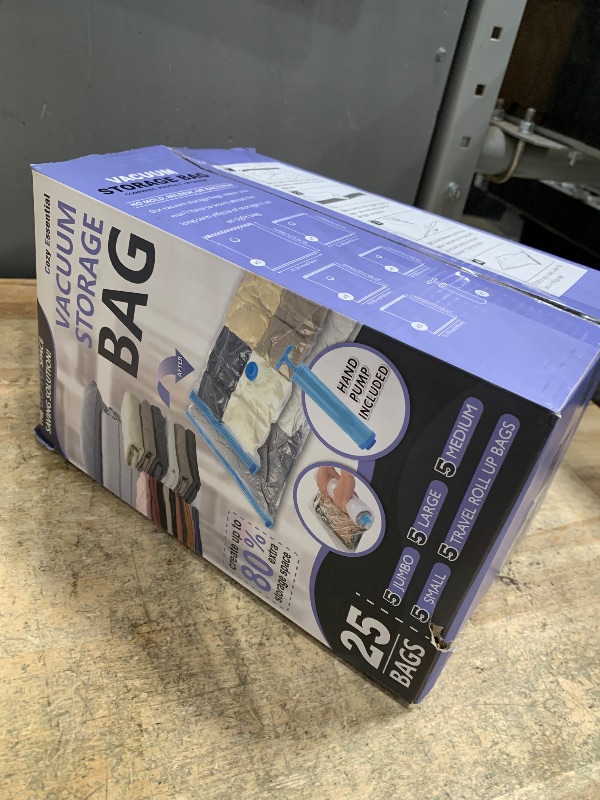 Photo 1 of 25 Pack Vacuum Storage Bags, Space Saver Vacuum Storage Bags, Vacuum Seal Bags for Clothing, Clothes, Comforters and Blankets, Hand Pump Included