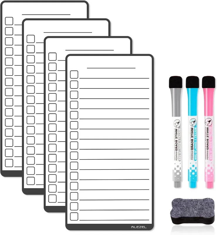 Photo 1 of 
Magnetic Dry Erase List Board Set for Fridge, to Do Black,blue

