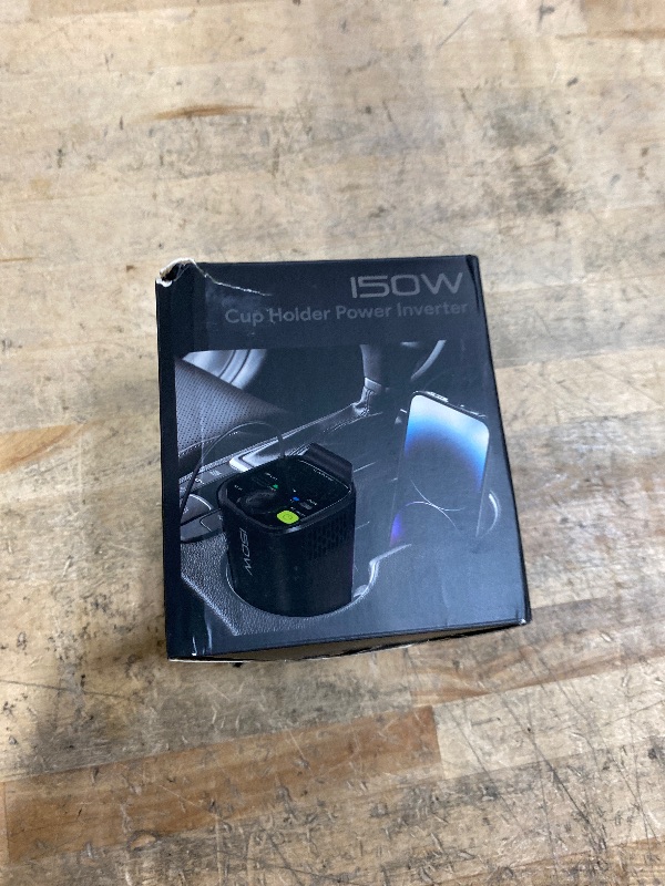 Photo 1 of 150W Car Power Inverter, 12V DC to 110V AC Car Plug Adapter Outlet Converter, with 2 AC Outlets, A 18W USB A and Dual 30W PD Car Charger, for Laptop Computer - Black