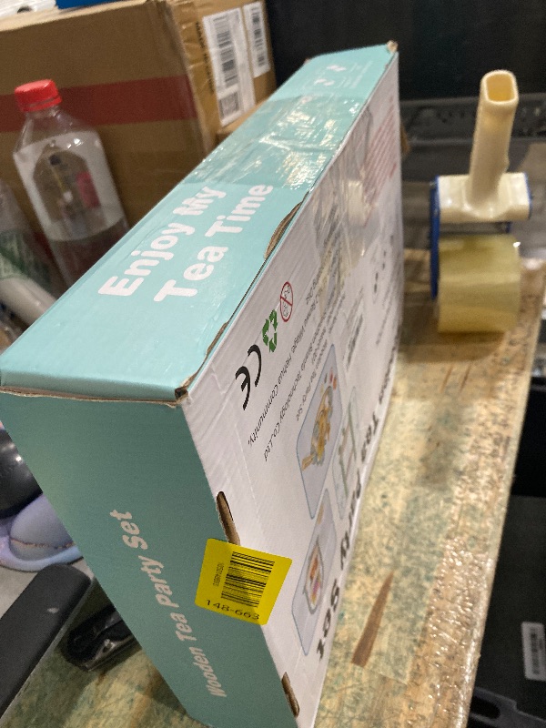 Photo 1 of (sold for parts/missing) Wooden Tea Party Set for Little Girls, Toddler Tea Set with Cupcake Stand & Food Dessert, Pretend Play Food Kitchen Accessories for Kids Girls Age 2 3 4 5 6 Birthday Gift Wood Educational Toys