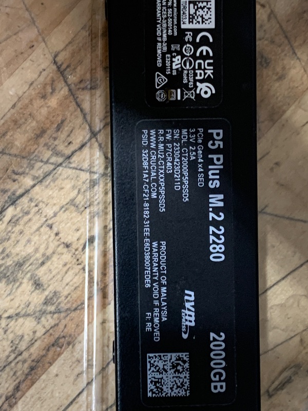 Photo 1 of **FOR PARTS ONLY/NON-FUNCTIONAL** Crucial P5 Plus 2TB Gen4 NVMe M.2 SSD Internal Gaming SSD with Heatsink, Compatible with PlayStation 5(PS5) - up to 6600MB/s - CT2000P5PSSD5