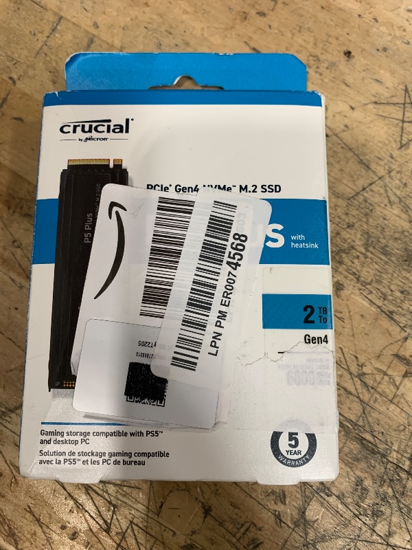 Photo 1 of **FOR PARTS ONLY/NON-FUNCTIONAL** Crucial P5 Plus 2TB Gen4 NVMe M.2 SSD Internal Gaming SSD with Heatsink, Compatible with PlayStation 5(PS5) - up to 6600MB/s - CT2000P5PSSD5