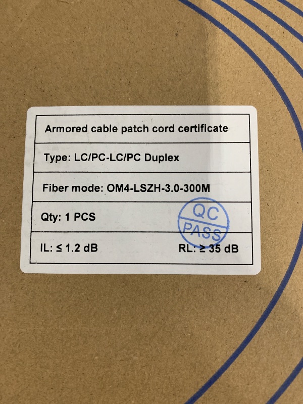 Photo 1 of 1000 Feet (300 Meters) Armored OM4 LC to LC Fiber Patch Cables, 10gb Multimode LC Fiber Optic Cable Indoor/Outdoor with Pulling Eye Kit Installed on one end, Duplex MMF 50/125?m LC Jumper, Black