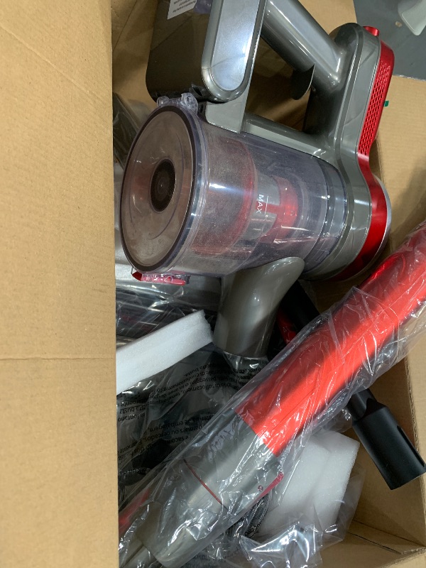 Photo 1 of **FOR PARTS ONLY/WONT CHARGE & MISSING CHARGING CORD** Cordless Vacuum Cleaner,Vacuum Cleaners for Home with Super Suction,Lightweight Stick Vacuum with 35 Mins Runtime,Rechargeable Cordless Vacuum for Pet Hair, Hardwood Floors(Red)