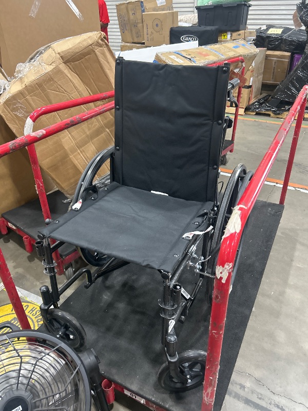 Photo 1 of *** PARTS ONLY ****Medline Reclining Wheelchair, 18", with Elevating Leg Rests, Durable Vinyl, 300 lb. Weight Limit, Reclines 90 to 140 Degrees