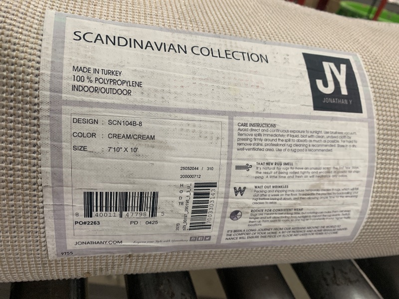 Photo 1 of ** see notes ***JONATHAN Y Nordby High-Low Arch Striped Ivory/Cream Indoor/Outdoor Area Rug, 8x10, Modern, Contemporary, Geometric, Bohemian, Bedroom, Kitchen, Living Room,Non Shedding (SCN104B-8)