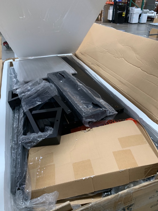 Photo 1 of DWVO L Shaped Desk with Drawers, 65" Computer Desk with Power Outlets & LED Lights, Corner Home Office Desk with Storage Shelves & Printer Stand, Black