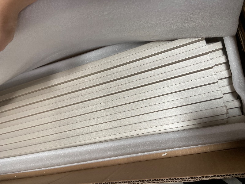 Photo 1 of **Parts Only** Art3dwallpanels Slat Wall Paneling, 104'' x 6.7'' Glossy Metal Finish WPC Soundproof 3D Wall Panels for Interior Wall Decor, 8 Pack Fluted Textured Panel Wall Slats, Champagne Silver