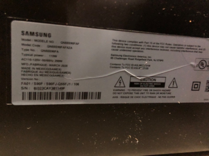 Photo 1 of SAMSUNG 55-Inch Class OLED S90F 4K Smart TV (2025 Model) NQ4 AI Gen3 Processor, 4K AI Upscaling Pro, OLED HDR +, Motion Xcelerator 144Hz, Samsung Vision AI, Alexa Built-in
