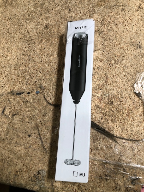 Photo 1 of Bonsenkitchen Powerful Milk Frother for Coffee, Fast Handheld Drink Mixer with Stainless Steel Whisk, Battery Operated Hand Frother Stirrer Wand-Black