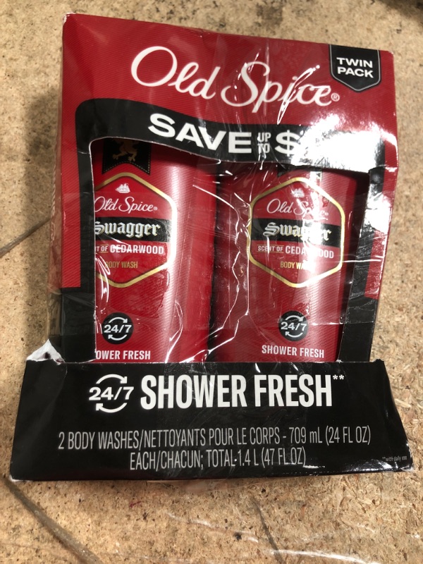 Photo 1 of Old Spice Refreshing Body Wash for Men, 3X Defense, 24/7 Shower Fresh with Long Lasting Scent, Red Collection, Swagger with Cedarwood Scent, 24 oz (Pack of 2)