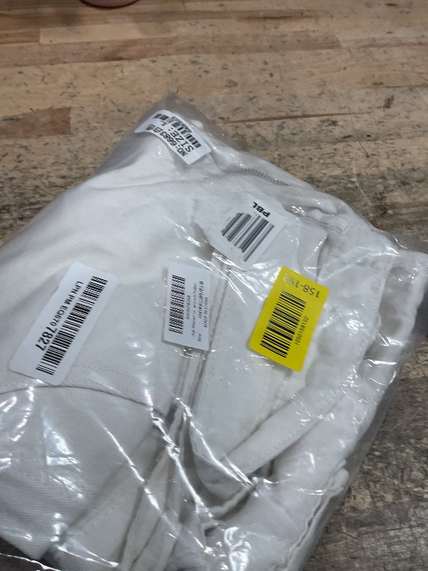 Photo 1 of (bagged) (med/large) High Waisted Cargo Jeans for Women Straight Wide Leg Y2k Streetwear Cargo Pants Baggy Boyfriend Denim Pants with Pockets Beige White