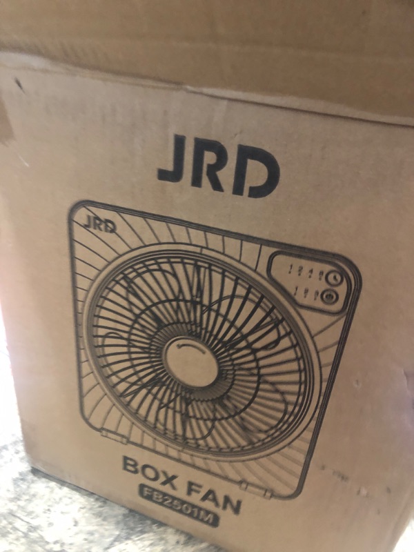 Photo 1 of JRD 13" Box Fan with Powerful Airflow, Quiet Cooling Desk Fan with Digital Touch Screen, 3 Speeds, 5 Blades, 15h Timer, Portable Table Fan for Bedroom Office Home Kitchen, Black