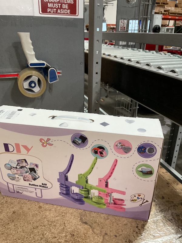 Photo 1 of Square Button Maker Machine with 100 Pin Badge Making Supplies 2'' x 2'' Square Button Press Kit for Custom Buttons Badges – Ideal for Parties, Events, Business, School