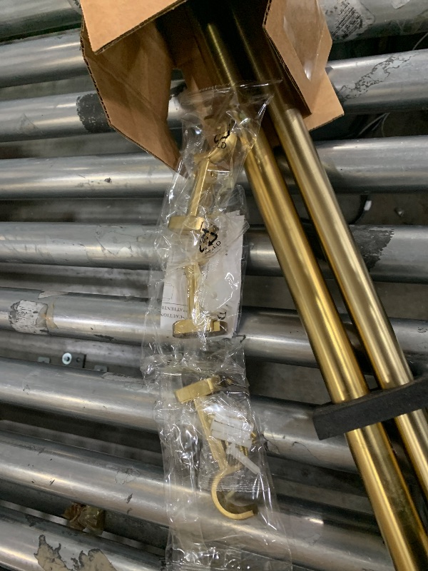 Photo 1 of 1 1/8 Inch Diameter Curtain Rods, 72-144” Telescoping Large Single Window Drapery Rod Heavy Duty With Adjustable Modern Brackets, Warm Gold