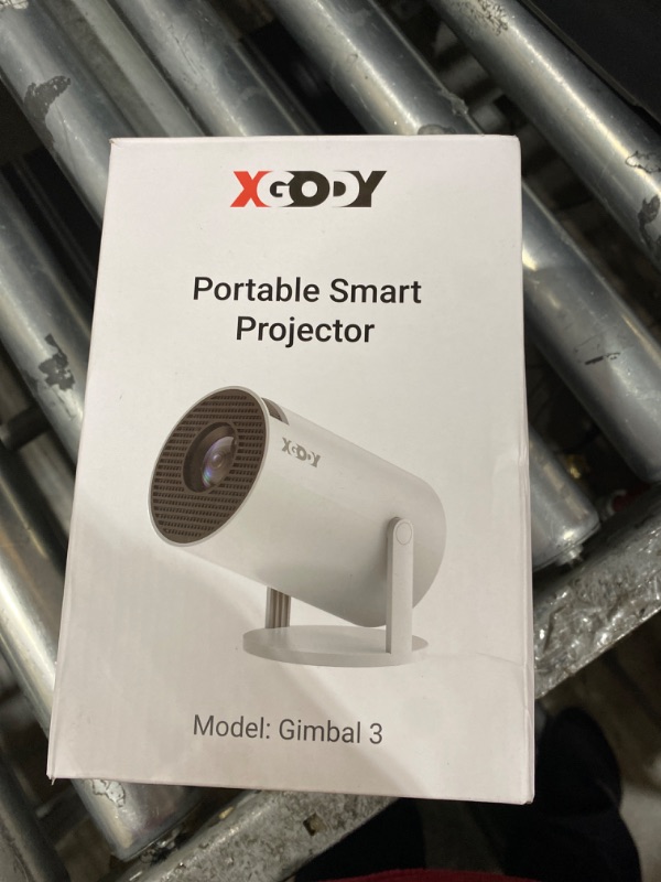 Photo 1 of Smart Mini Projector WiFi6 Bluetooth 5.0 XGODY Gimbal 3 Protable Projector 12000L Support 4K with Android TV 11.0, Auto Keystone Correction Video Projector, 180°Rotatable Stand for Home Movie?White?