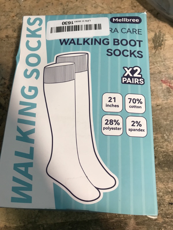 Photo 1 of ?Walking Boot Socks, 2Pairs Replacement Socks Liner for Orthopedic Walker Brace Compatible with Air Cam Walkers and Fracture Boot for Men and Women Cast Surgical leg Cover, Black
