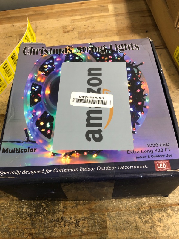 Photo 1 of ***MISSING WIRE PLUG IN & REMOTE*** WATERGLIDE 1000 LED Christmas String Lights, 328 FT Green Wire LED Decorative Fairy Lights with Remote & 8 Modes, Waterproof for Outdoor Xmas Holiday Party Garden Wedding Home Decor, Multicolor