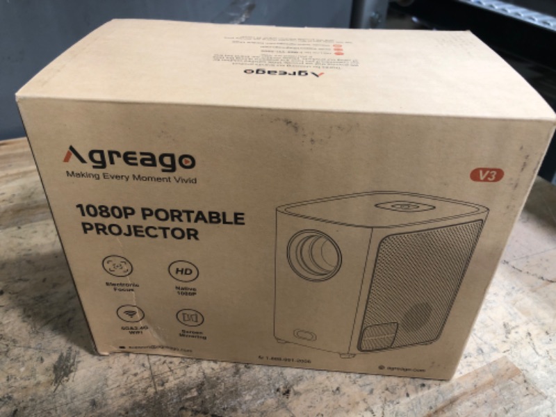 Photo 1 of [Electric Focus] Projector with WiFi and Bluetooth, Native 1080P 15,000 Lumens 4K Supported, Agreago Outdoor Movie Projector for Home Theater UP to 300", for iOS/Android/TV Stick/HDMI/USB