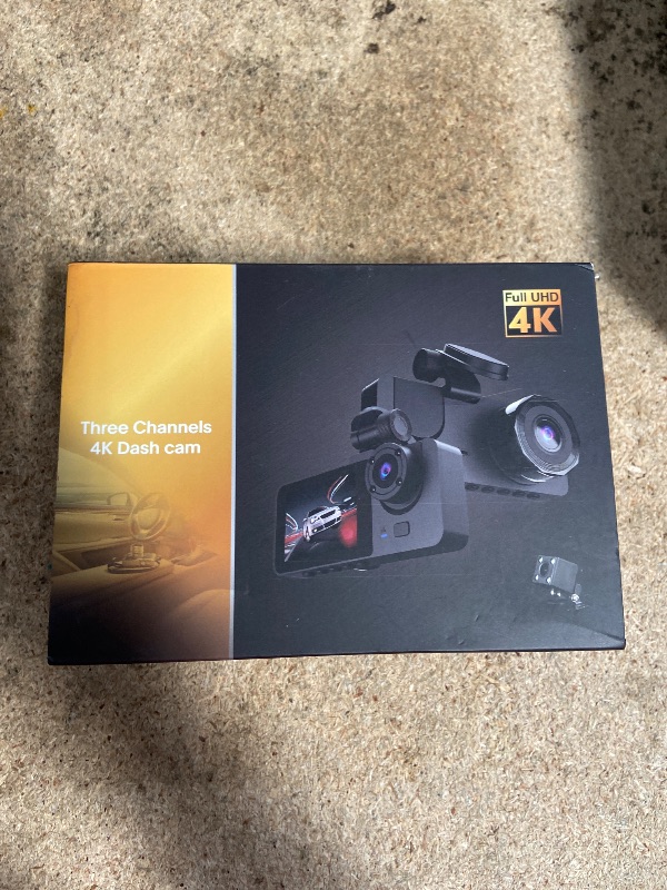 Photo 1 of 3 Channel Dash Cam,4K+1080P Dash Cam Front and Rear Inside, Dash Camera for Cars, Triple Car Camera with 32GB Card,Built-in G-Sensor, 2’’ IPS Display Car Camera,Loop Recording,24Hr Parking