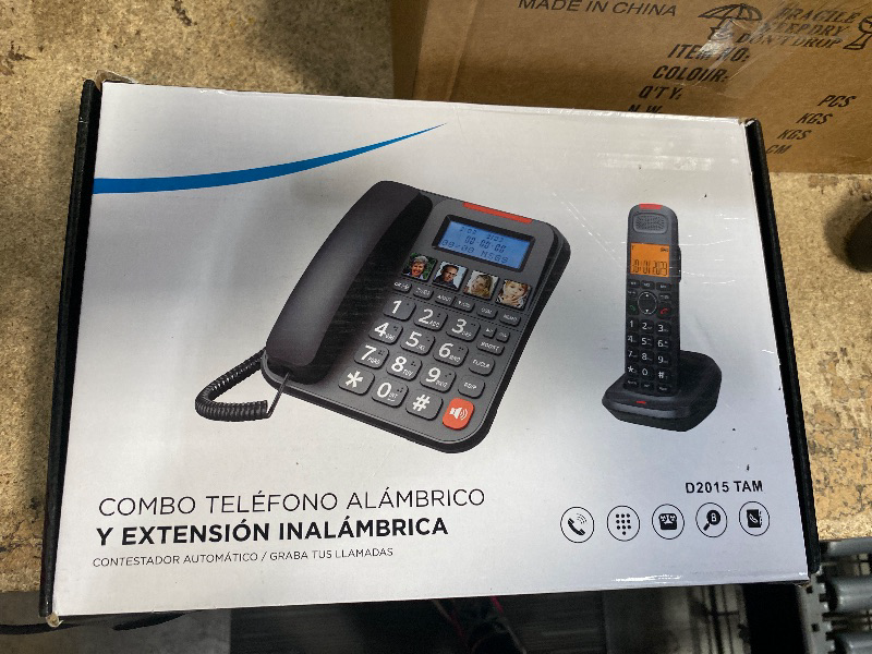 Photo 1 of (PARTIAL SET) BISOFICE D2015 TAM Expandable Phone Set Corded/Cordless Phone System with Answering Big Buttons Handset, Caller ID/Phone Book, Hands-Free Calls Intercom Conference with for Office Home (Black)