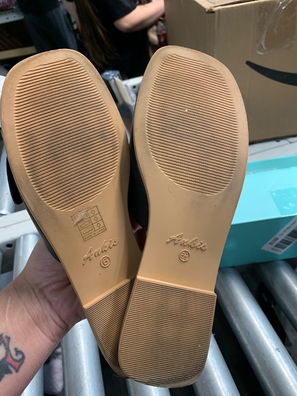 Photo 1 of ***(HEAVILY USED/ MINOR DAMAGE)***Ankis Black Women's Flat Sandals Comfortable Flat Sandals for Dressy Summer Women's Slide Sandals