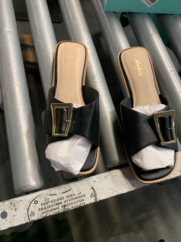 Photo 1 of ***(HEAVILY USED/ MINOR DAMAGE)***Ankis Black Women's Flat Sandals Comfortable Flat Sandals for Dressy Summer Women's Slide Sandals