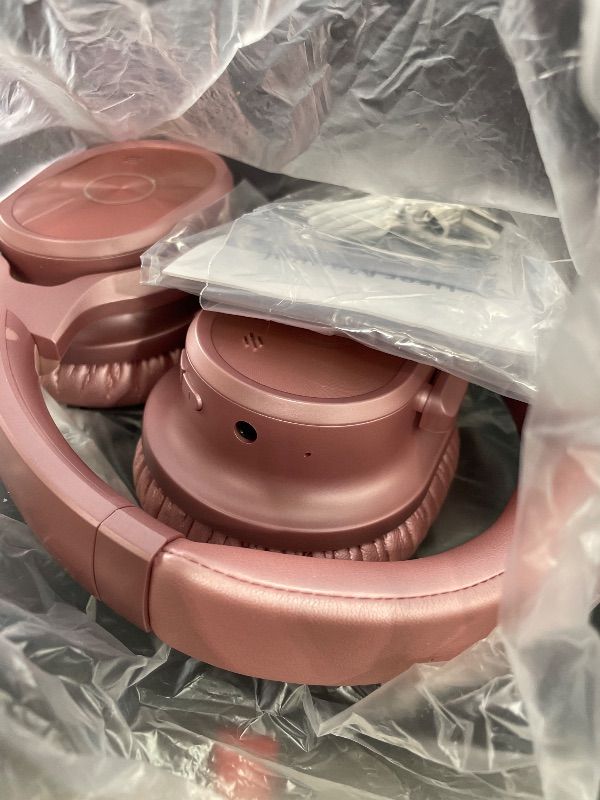 Photo 1 of **PARTS ONLY**ZIHNIC Active Noise Cancelling Headphones, 40H Playtime Wireless Bluetooth Headset with Deep Bass Hi-Fi Stereo Sound,Comfortable Earpads for Travel/Home/Office (Rose Gold)