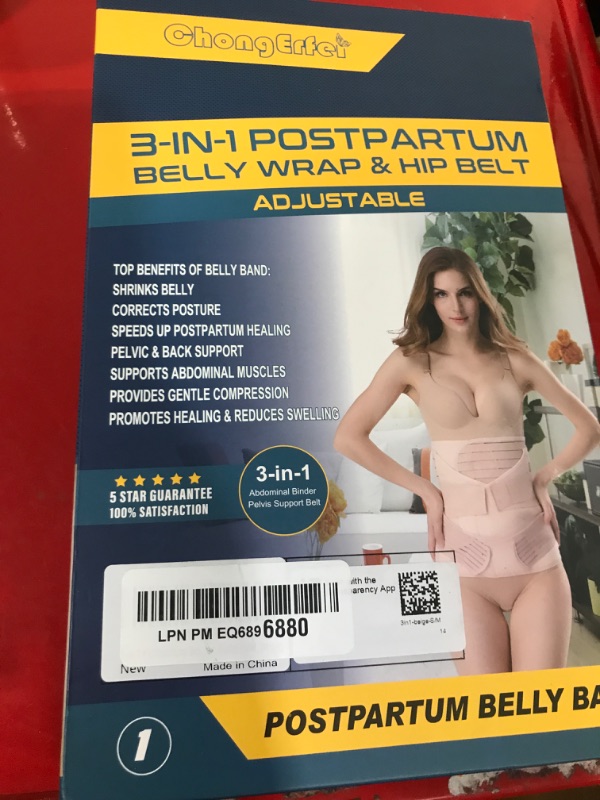 Photo 1 of 3 in 1 Postpartum Belly Band - Postpartum Belly Support Recovery Wrap, After Birth Brace, Slimming Girdles, Body Shaper Waist Shapewear, Post Surgery Pregnancy Belly Support Band (S/M, Beige)
