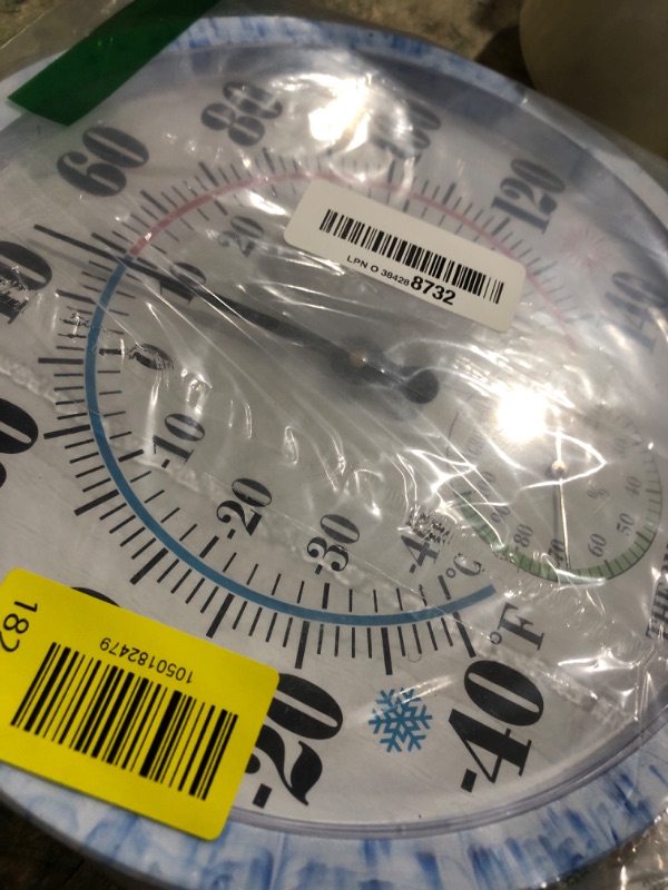 Photo 1 of 10'' Indoor Outdoor Thermometer Hygrometer, Wall Thermometer Hygrometer Analog, Battery Free Outdoor Thermometer Large Numbers, Decorative Room Thermometer Indoor