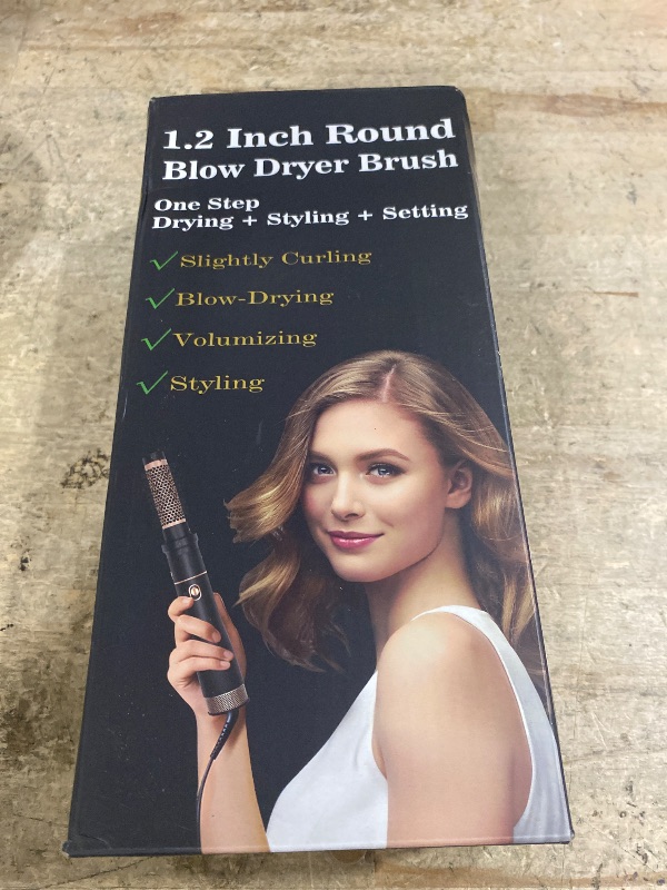 Photo 1 of ***missing hardware**Round Hair Blow Dryer Brush - 1.2 Inch Ceramic Barrel Hair Dryer Brush for Short/Middle Hair, One Step Drying, Volumizing, Straightening and Styling, Negative Ionic Dryer Brush (Black-Golden, 1.2)