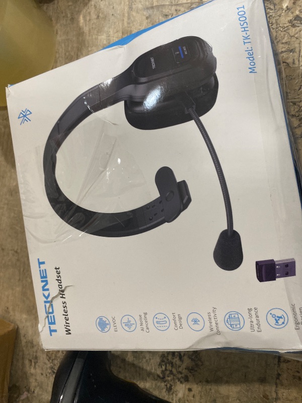 Photo 1 of ***HEADSET ONLY***TECKNET Trucker Bluetooth Headset, Trucker Bluetooth Headphones with Microphone AI Noise Canceling Wireless On Ear Headset, Hands Free Wireless Headset for Cell Phone Computer Office Home (Black)