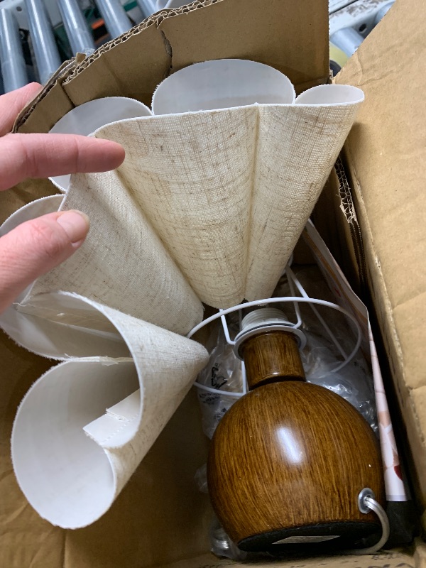 Photo 1 of ***(MINOR DAMAGE TO SHADE)***Farmhouse Cute Small Table Lamp, Wood Grain Vintage Table Lamps for Bedroom Nightstand, Cute Mini Bedside Small Table Lamps for Small Spaces with Scalloped Shade for Kitchen Counter, Bookshelf