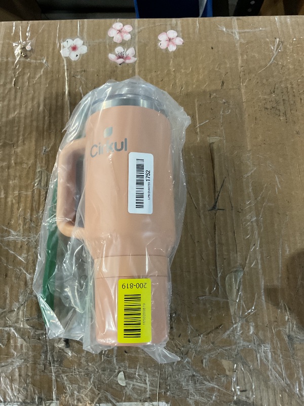 Photo 1 of (missing mouth cover) Cirkul 40oz. Apricot Stainless Steel Tumbler with Handle, All-Day StrawSip™, Double-Wall Insulated