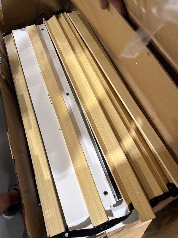 Photo 1 of ***MISSING HARDWARE*** Rolanstar Bed Frame Twin Size with Charging Station, Bookcase Headboard Bed with LED Light and Sliding Doors, Platform Bed with Wooden Slats, No Box Spring Needed, Noise Free, White